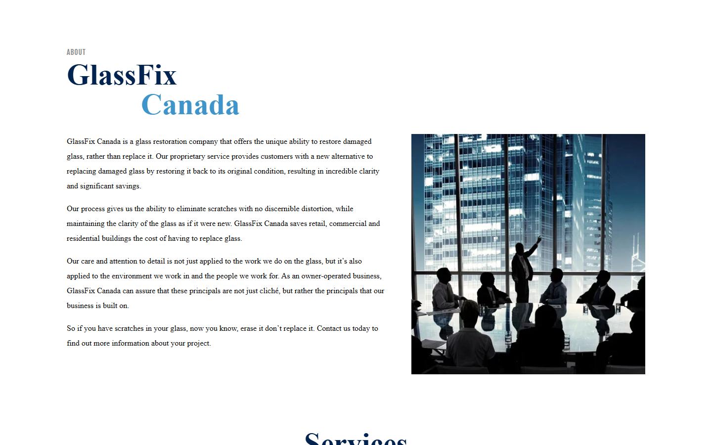 GlassFix Canada website project reference