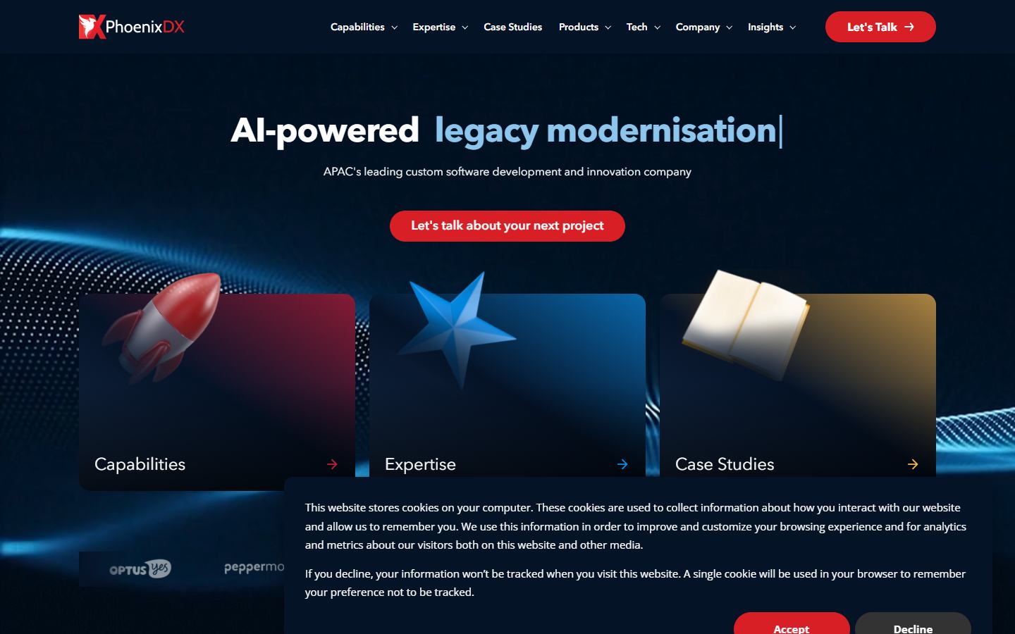 PhoenixDX website portfolio preview