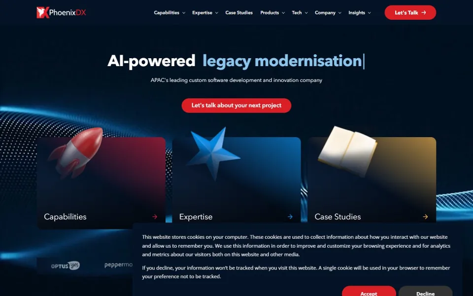 PhoenixDX website portfolio preview
